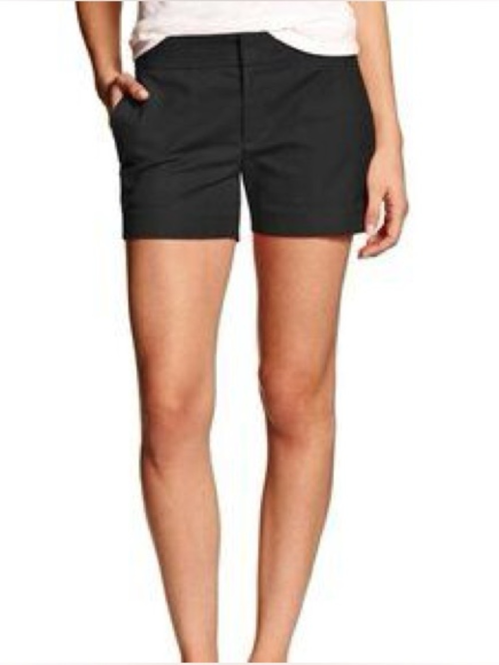 Banana Republic Womens Black Chino Shorts Size 4 Classic Flat Front Summer